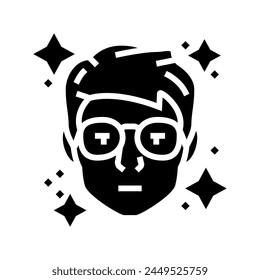 geek chic tech enthusiast glyph icon vector. geek chic tech enthusiast sign. isolated symbol illustration