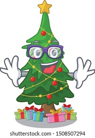 Geek christmas tree isolated with the mascot