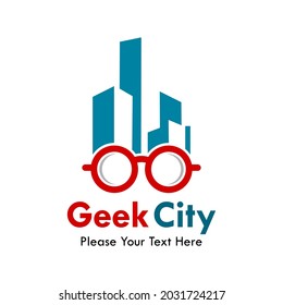 Geek city logo template illustration