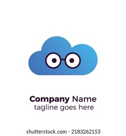 geek cloud simple professional logo vector design illustration template