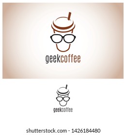 Geek Coffee Logo Template Design and Vector - Vector