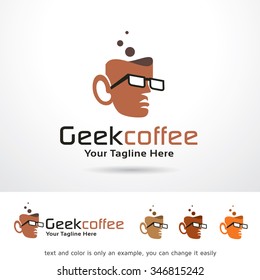 Geek Coffee Logo Template Design Vector