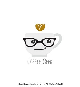 Geek coffee Logo Vector Illustration