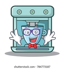 Geek coffee maker character cartoon