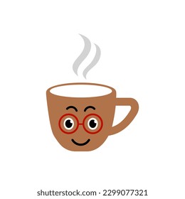 geek coffee vector logo template