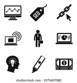 Geek community icons set. Simple set of 9 geek community vector icons for web isolated on white background