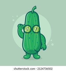 geek cucumber character mascot isolated cartoon in flat style design. great resource for icon,symbol, logo, sticker,banner.