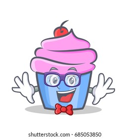 Geek cupcake character cartoon style