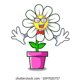 Geek daisy flower character cartoon