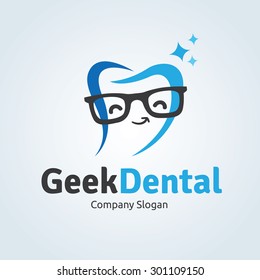 Geek dental vector logo template