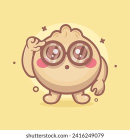 geek dim sum food character mascot with thinking expression isolated cartoon 