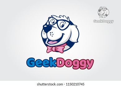 Geek Doggy Vector Logo Illustration. High quality vector mascot for your all business.