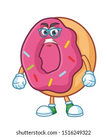 geek donut cartoon mascot character vector 