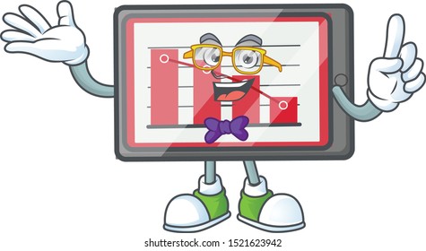 Geek down chart horizontal table in cartoon character.