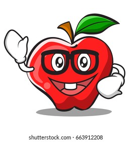Geek face apple cartoon character design vector illustration