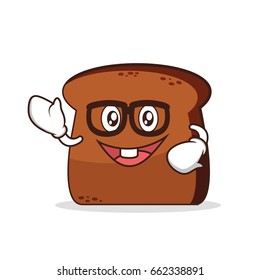 Geek face bread cartoon character vector illustration