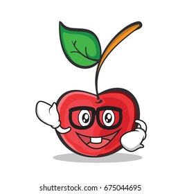 Geek face cherry character cartoon style