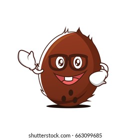 Geek face coconut cartoon character vector illustration