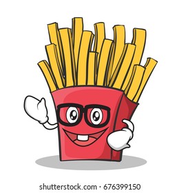 Geek face french fries cartoon character