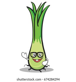 Geek face leek character cartoon