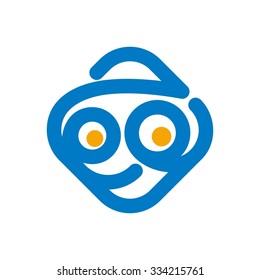 geek face logo template. caracter logo.