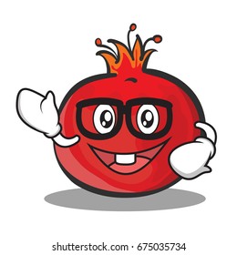 Geek face pomegranate cartoon character style