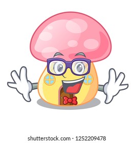 Geek fairy House mushroom on a cartoon