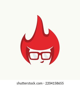 Geek Fire had cartoon logo design template. Vector illustration EPS.8 EPS.10