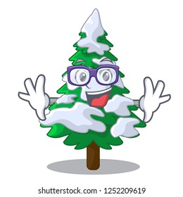 Geek firs with snow on character tree