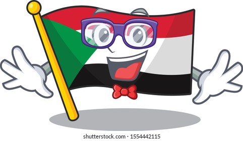 geek flag sudan with mascot funny cartoon