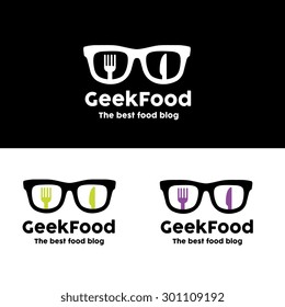 Geek food vector logo template