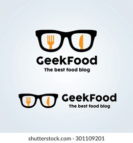 Geek food vector logo template