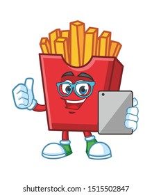 geek French fries cartoon mascot character design vector