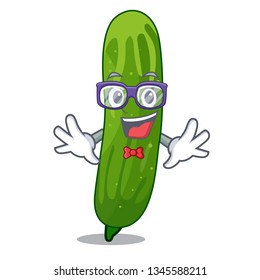 Geek fresh cucumber slices on cartoon plate