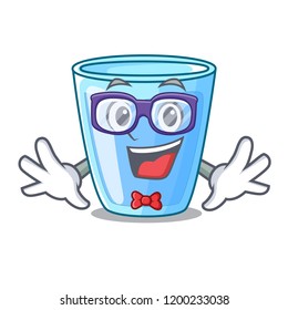 Geek fresh water glass in table cartoon