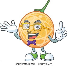 Geek fruit cantaloupe cartoon character for food