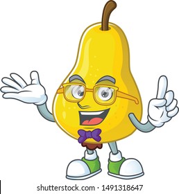 Geek fruit pear character with mascot cartoon cute