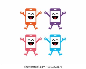 Geek Gadget Logo - Mobile Phone Funny with Various Cool and Funny Styles Vector Graphic. 