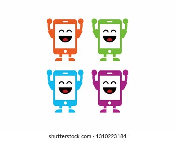 Geek Gadget Logo - Mobile Phone Funny with Various Cool and Funny Styles Vector Graphic. 