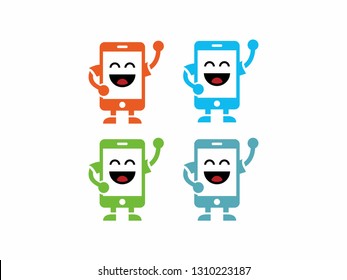 Geek Gadget Logo - Mobile Phone Funny with Various Cool and Funny Styles Vector Graphic. 