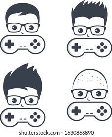 geek gamer character sign illustration