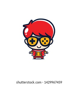 GEEK GAMER MASCOT RED COMB...ION DESIGN VECTOR LOGO