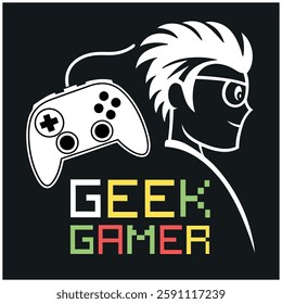 Geek Gamer T-Shirt - Controller and Profile Graphic for Gaming Enthusiasts