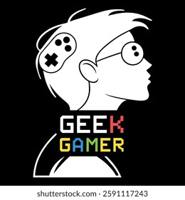 Geek Gamer T-Shirt - Controller and Profile Graphic for Gaming Enthusiasts