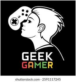 Geek Gamer T-Shirt - Controller and Profile Graphic for Gaming Enthusiasts