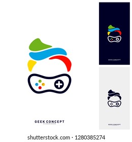 Geek Games Leaf Logo Concept Vector. Game Geek Logo Template - Vector