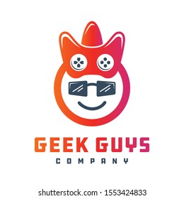 Geek Gaming Logo design vector