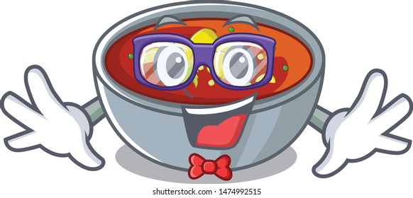 Geek gazpacho is served to cartoon plate