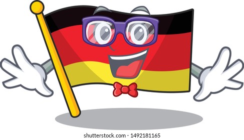 Geek germany flag flutter on cartoon pole