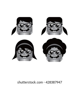 geek girl avatar portrait set theme vector art illustration